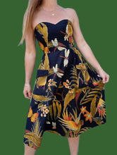 Charger l'image dans la galerie, Robe bustier vintage Souad - Imprimé tropical. Taille S, 36, 38. Made in France