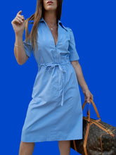 Charger l'image dans la galerie, Robe vintage Joy - Saharienne bleue. Taille S, 36, 38. Made in France.