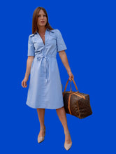 Charger l'image dans la galerie, Robe vintage Joy - Saharienne bleue. Taille S, 36, 38. Made in France.