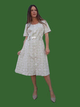 Charger l'image dans la galerie, Robe vintage Stella - Imprimé damier verte. Taille XL, 42, 44. Fabriqué en France.