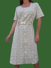 Charger l'image dans la galerie, Robe vintage Stella - Imprimé damier verte. Taille XL, 42, 44. Fabriqué en France.