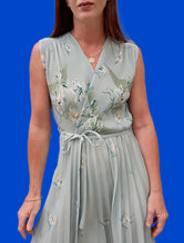 Charger l'image dans la galerie, Robe vintage Virginie - Plissé soleil, vert d'eau fleurie. Taille M, 38, 40