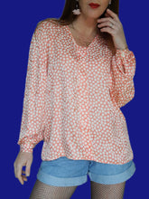 Charger l'image dans la galerie, Blouse vintage Olivia - Rose à pois irisés beiges. Taille XL, 42, 44. Valentino. Made in Italy.