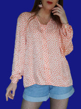 Charger l'image dans la galerie, Blouse vintage Olivia - Rose à pois irisés beiges. Taille XL, 42, 44. Valentino. Made in Italy.