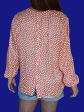 Charger l'image dans la galerie, Blouse vintage Olivia - Rose à pois irisés beiges. Taille XL, 42, 44. Valentino. Made in Italy.