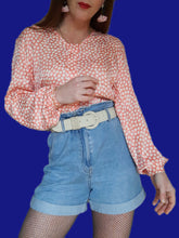 Charger l'image dans la galerie, Blouse vintage Olivia - Rose à pois irisés beiges. Taille XL, 42, 44. Valentino. Made in Italy.