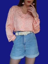Charger l'image dans la galerie, Blouse vintage Olivia - Rose à pois irisés beiges. Taille XL, 42, 44. Valentino. Made in Italy.