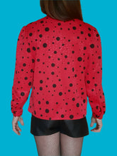 Charger l'image dans la galerie, Chemisier vintage Sophie - Rouge à pois noir. Moucheté irisé. Taille M, 38, 40. Made in France.