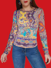 Charger l'image dans la galerie, Haut "Seconde" Mila - Multicolore. Taille S, 36, 38. Christian Lacroix Bazar. Made in France.