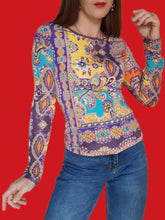 Charger l'image dans la galerie, Haut "Seconde" Mila - Multicolore. Taille S, 36, 38. Christian Lacroix Bazar. Made in France.