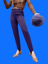 Charger l'image dans la galerie, Pantalon vintage Marthe - Fuseau taille haute violet. Taille XS, 34, 36. Carole Richard. Made in France.