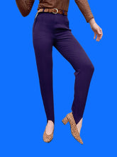 Charger l'image dans la galerie, Pantalon vintage Marthe - Fuseau taille haute violet. Taille XS, 34, 36. Carole Richard. Made in France.