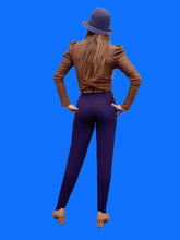 Charger l'image dans la galerie, Pantalon vintage Marthe - Fuseau taille haute violet. Taille XS, 34, 36. Carole Richard. Made in France.