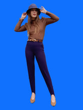 Charger l'image dans la galerie, Pantalon vintage Marthe - Fuseau taille haute violet. Taille XS, 34, 36. Carole Richard. Made in France.