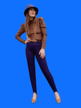 Charger l'image dans la galerie, Pantalon vintage Marthe - Fuseau taille haute violet. Taille XS, 34, 36. Carole Richard. Made in France.