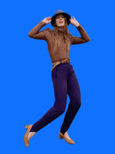Charger l'image dans la galerie, Pantalon vintage Marthe - Fuseau taille haute violet. Taille XS, 34, 36. Carole Richard. Made in France.