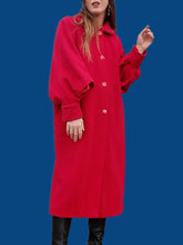 Charger l'image dans la galerie, Manteau vintage Armelle - Laine rouge, Col Claudine, manches ajourées. Taille L, 40, 42. Pierre Cardin. Made in France.