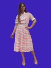 Charger l'image dans la galerie, Ensemble vintage Bridget - Jupe plissée et Top assorti rayé, Taille S, 36, 38. Marcelle Griffon. Fabriqué en France