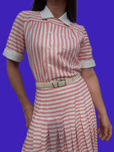 Charger l'image dans la galerie, Ensemble vintage Bridget - Jupe plissée et Top assorti rayé, Taille S, 36, 38. Marcelle Griffon. Fabriqué en France