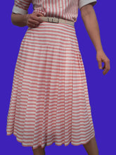 Charger l'image dans la galerie, Ensemble vintage Bridget - Jupe plissée et Top assorti rayé, Taille S, 36, 38. Marcelle Griffon. Fabriqué en France