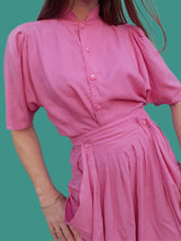 Charger l'image dans la galerie, Ensemble vintage Lucie - Rose à pois noirs. Taille M, 38, 40. Fabriqué en France