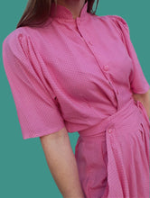 Charger l'image dans la galerie, Ensemble vintage Lucie - Rose à pois noirs. Taille M, 38, 40. Fabriqué en France