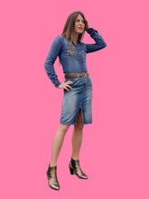 Charger l'image dans la galerie, Jupe "Seconde" Marthe - En jean fendue. Taille M, 38, 40. Sisley. Made in Rumania.