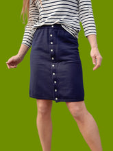 Charger l'image dans la galerie, Jupe vintage Babeth - Bleu marine à boutons, coupe droite. Taille M, 38, 40. Made in France.