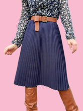 Charger l'image dans la galerie, Jupe vintage Faustine - Plissé soleil bleu marine. Taille XS, 34, 36. Made in France.
