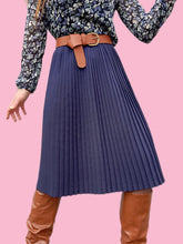 Charger l'image dans la galerie, Jupe vintage Faustine - Plissé soleil bleu marine. Taille XS, 34, 36. Made in France.