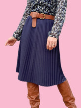 Charger l'image dans la galerie, Jupe vintage Faustine - Plissé soleil bleu marine. Taille XS, 34, 36. Made in France.