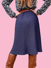 Charger l'image dans la galerie, Jupe vintage Faustine - Plissé soleil bleu marine. Taille XS, 34, 36. Made in France.