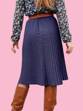 Charger l'image dans la galerie, Jupe vintage Faustine - Plissé soleil bleu marine. Taille XS, 34, 36. Made in France.