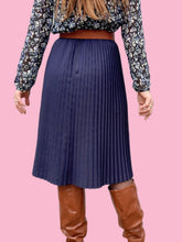 Charger l'image dans la galerie, Jupe vintage Faustine - Plissé soleil bleu marine. Taille XS, 34, 36. Made in France.