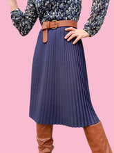 Charger l'image dans la galerie, Jupe vintage Faustine - Plissé soleil bleu marine. Taille XS, 34, 36. Made in France.