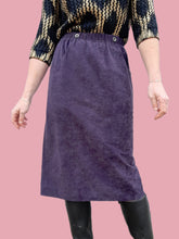 Charger l'image dans la galerie, Jupe vintage Amélina - Panne de velours violet. Taille S, 36, 38. Mikava. Made in France
