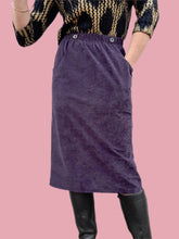 Charger l'image dans la galerie, Jupe vintage Amélina - Panne de velours violet. Taille S, 36, 38. Mikava. Made in France