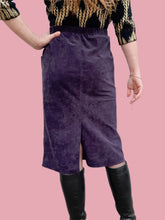 Charger l'image dans la galerie, Jupe vintage Amélina - Panne de velours violet. Taille S, 36, 38. Mikava. Made in France