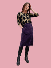 Charger l'image dans la galerie, Jupe vintage Amélina - Panne de velours violet. Taille S, 36, 38. Mikava. Made in France