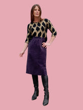 Charger l'image dans la galerie, Jupe vintage Amélina - Panne de velours violet. Taille S, 36, 38. Mikava. Made in France
