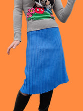 Charger l'image dans la galerie, Jupe vintage Margot - Maille effet plissé bleu azur. Taille M, 38, 40.