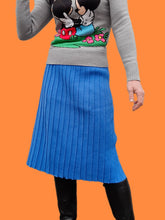 Charger l'image dans la galerie, Jupe vintage Margot - Maille effet plissé bleu azur. Taille M, 38, 40.