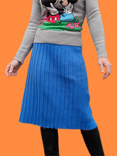 Charger l'image dans la galerie, Jupe vintage Margot - Maille effet plissé bleu azur. Taille M, 38, 40.