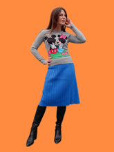 Charger l'image dans la galerie, Jupe vintage Margot - Maille effet plissé bleu azur. Taille M, 38, 40.