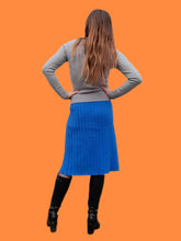 Charger l'image dans la galerie, Jupe vintage Margot - Maille effet plissé bleu azur. Taille M, 38, 40.