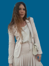 Charger l'image dans la galerie, Ensemble vintage Estelle - A franges rose poudré. Taille S, 36, 38. Serena Kay. Fabriqué en France