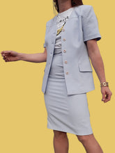 Charger l'image dans la galerie, Ensemble vintage Aude - Veste et jupe crayon bleus. Taille XS, 34, 36. Marcelle Griffon