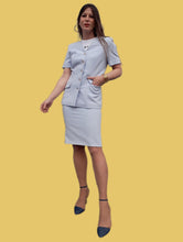 Charger l'image dans la galerie, Ensemble vintage Aude - Veste et jupe crayon bleus. Taille XS, 34, 36. Marcelle Griffon