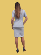 Charger l'image dans la galerie, Ensemble vintage Aude - Veste et jupe crayon bleus. Taille XS, 34, 36. Marcelle Griffon