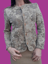 Charger l'image dans la galerie, Ensemble vintage Viviane - Laine beige fleurie. Taille S, 36, 38. Devernois Paris